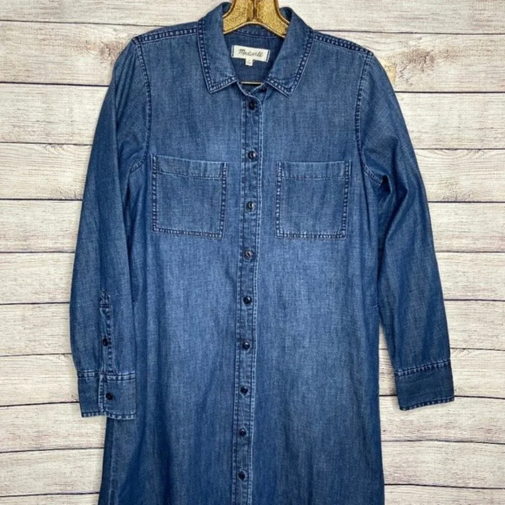 Madewell Chambray Long Sleeve Shirtdress Size S - Picture 2 of 6